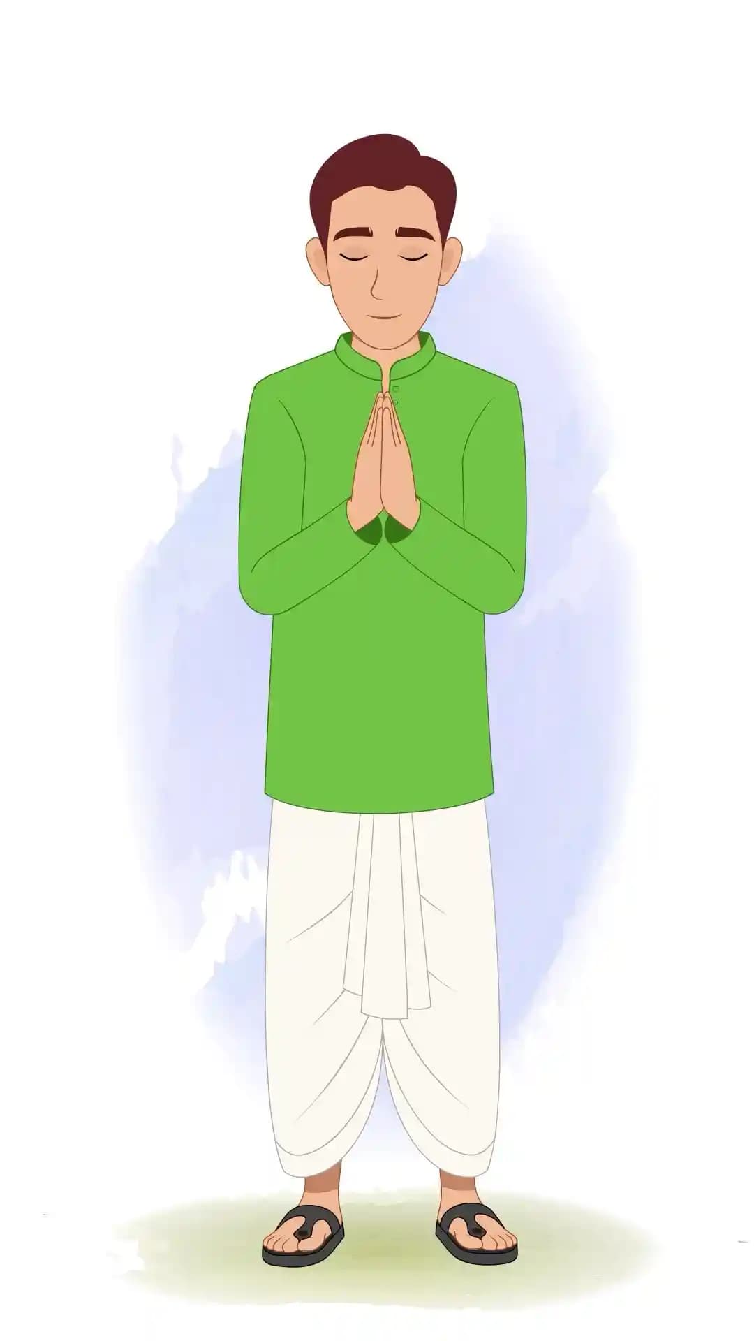 Village Zamindar Namaste Greeting Animated Vector Cartoon Character AKA Dilip