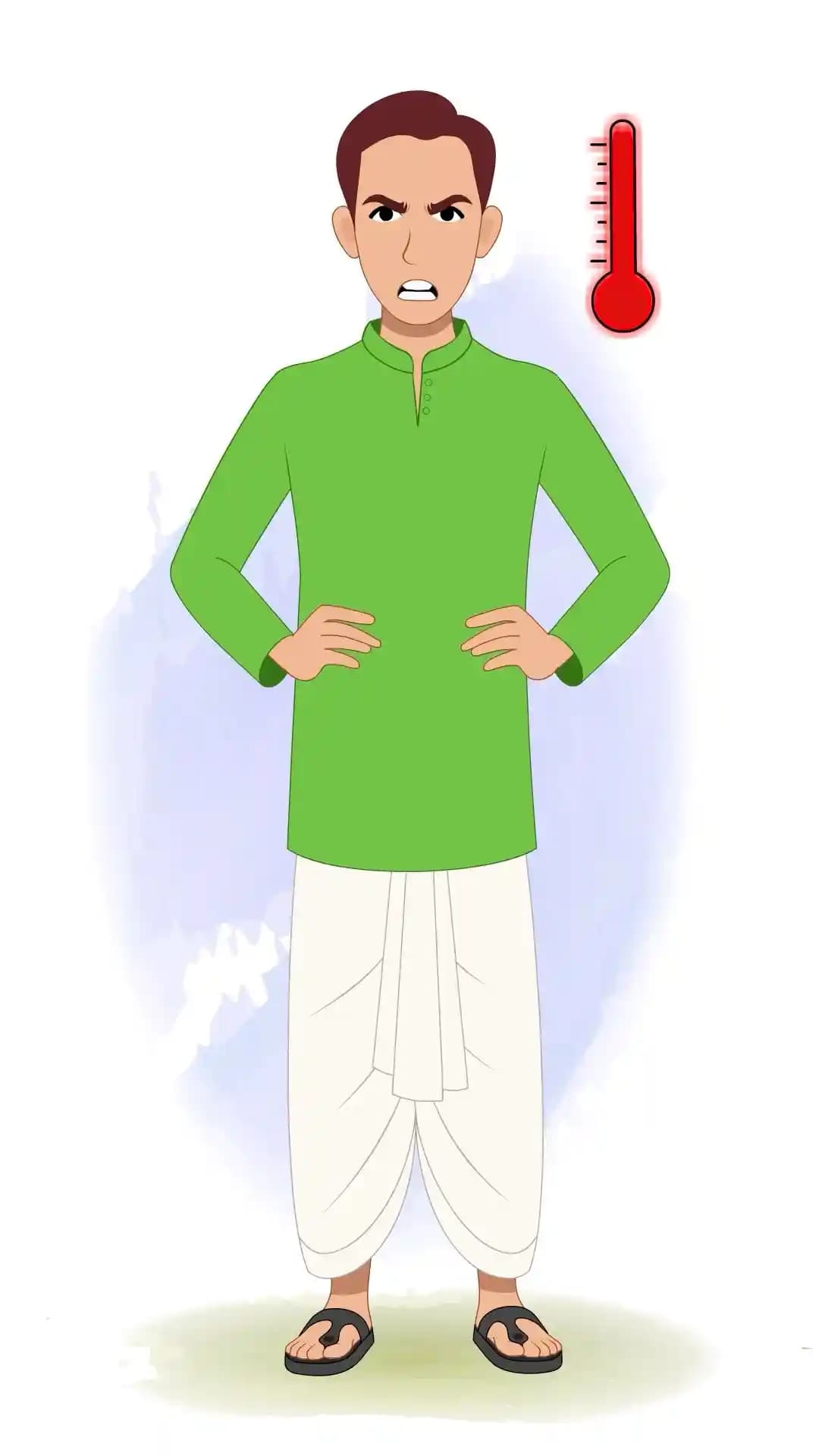 Village Zamindar Angry Front Animated Vector Cartoon Character AKA Dilip