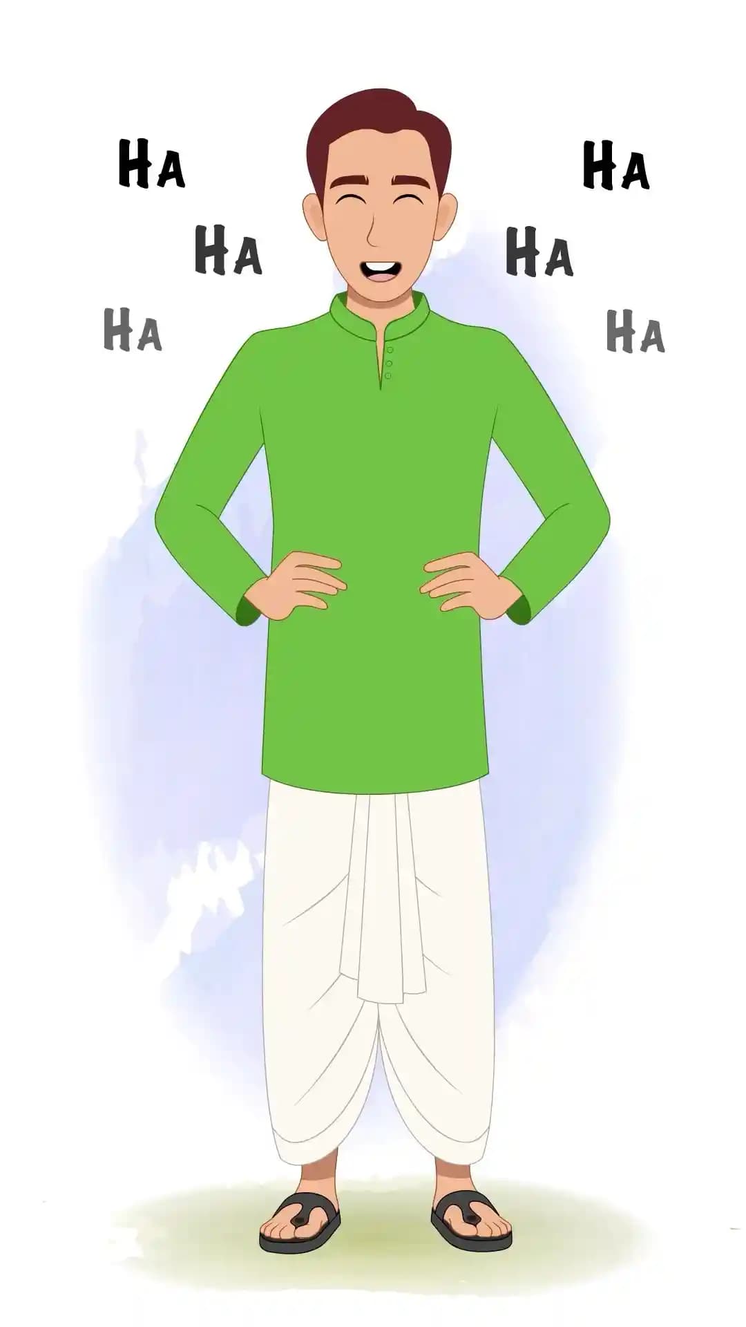 Village Zamindar Laughing Animated Vector Cartoon Character AKA Dilip
