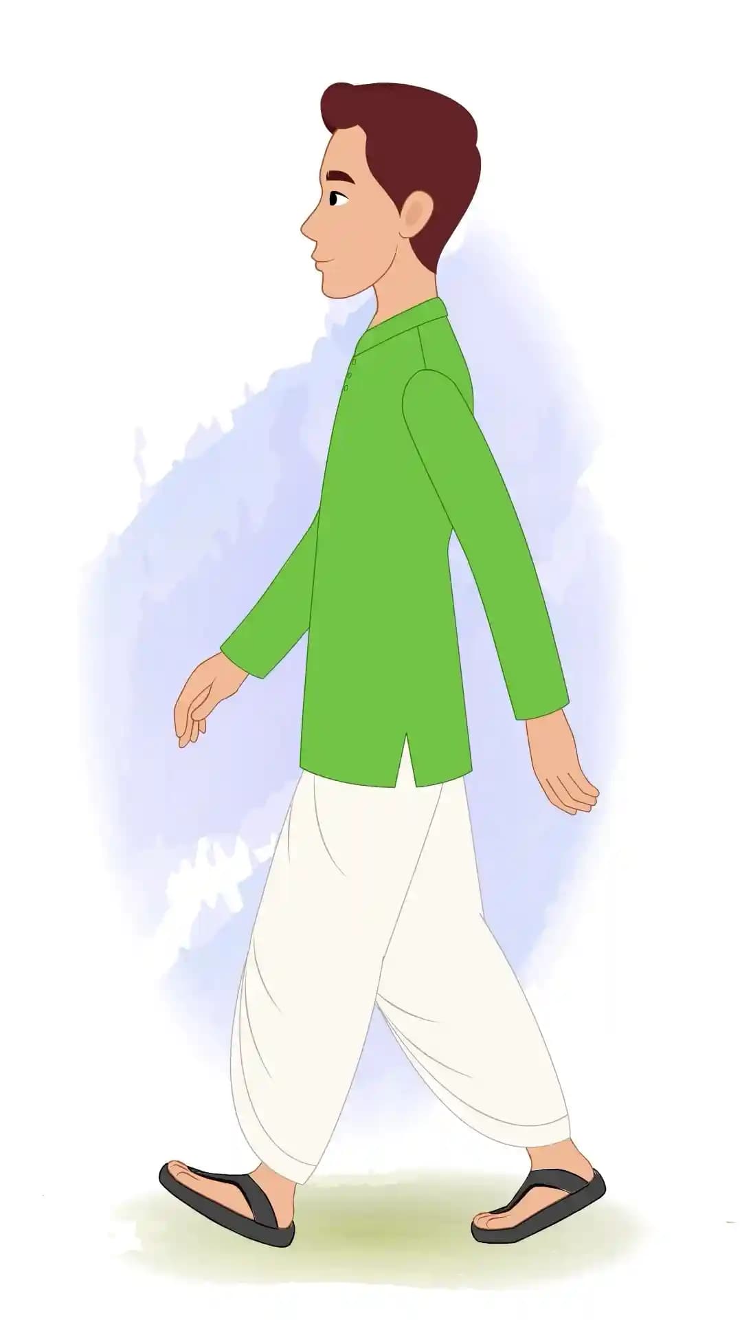 Village Zamindar Side Walk Animated Vector Cartoon Character AKA Dilip