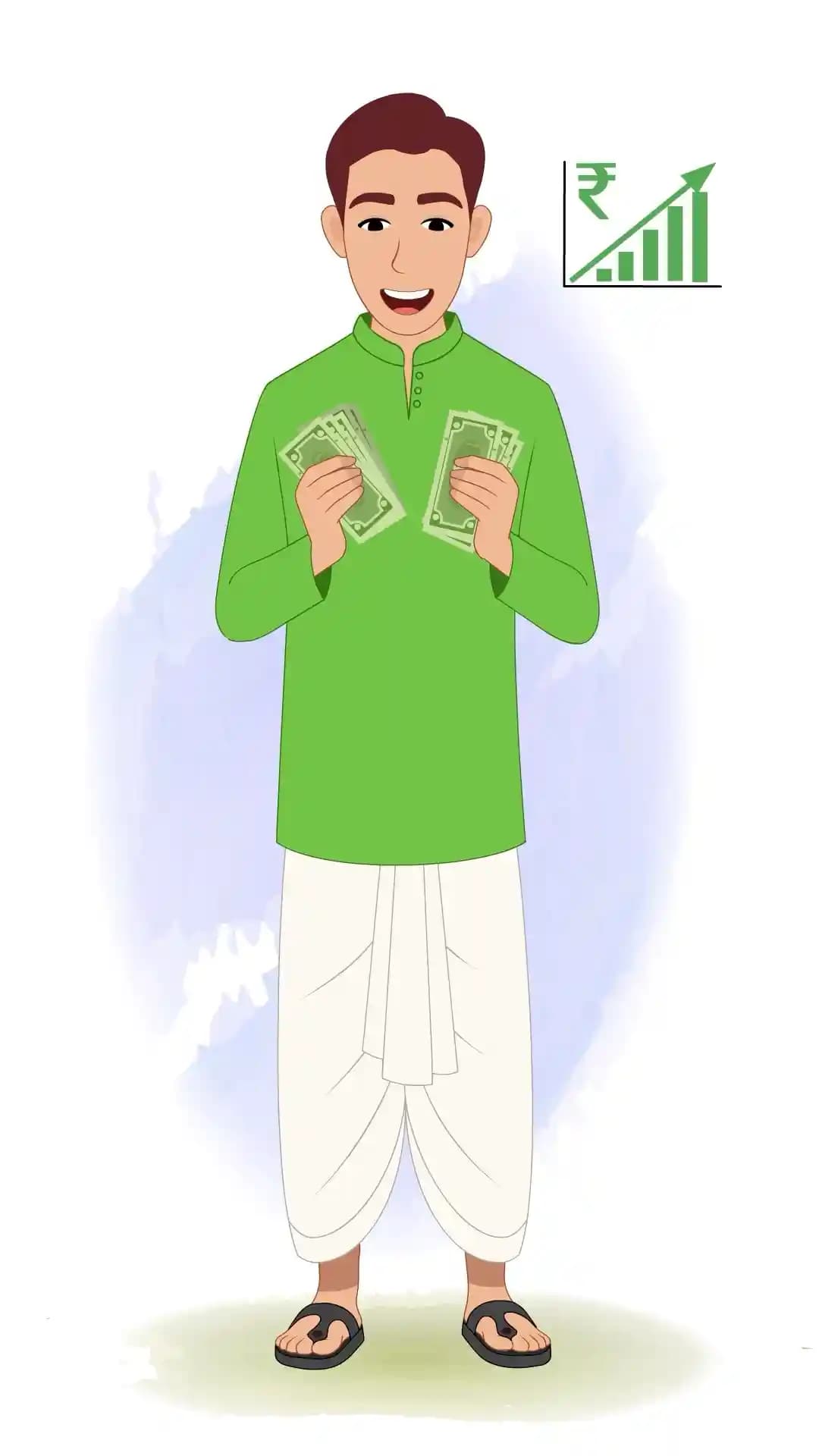 Village Man Counting Money Animated Vector Cartoon Character AKA Dilip