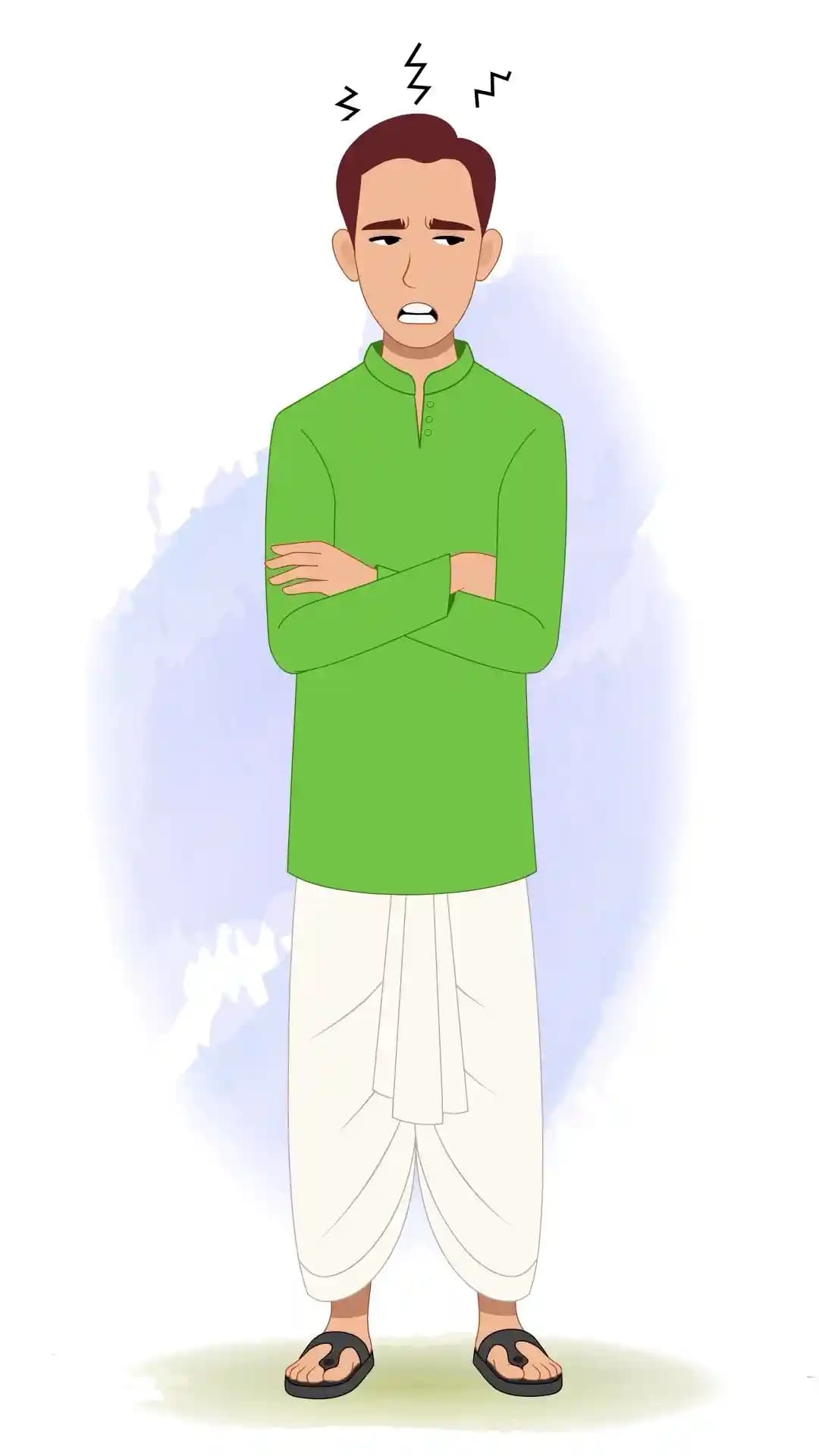 Village Man Annoyed Animated Vector Cartoon Character AKA Dilip