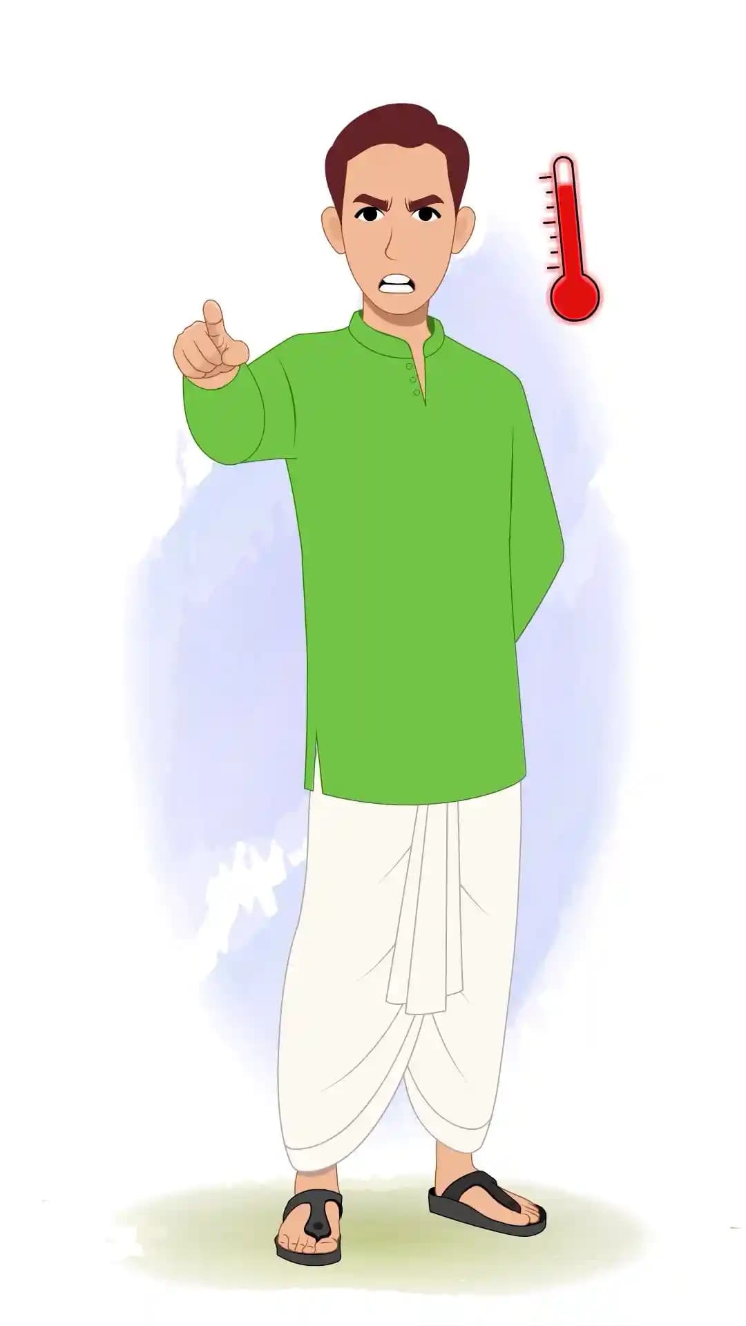 Village Man Angry Pointing Animated Vector Cartoon Character AKA Dilip
