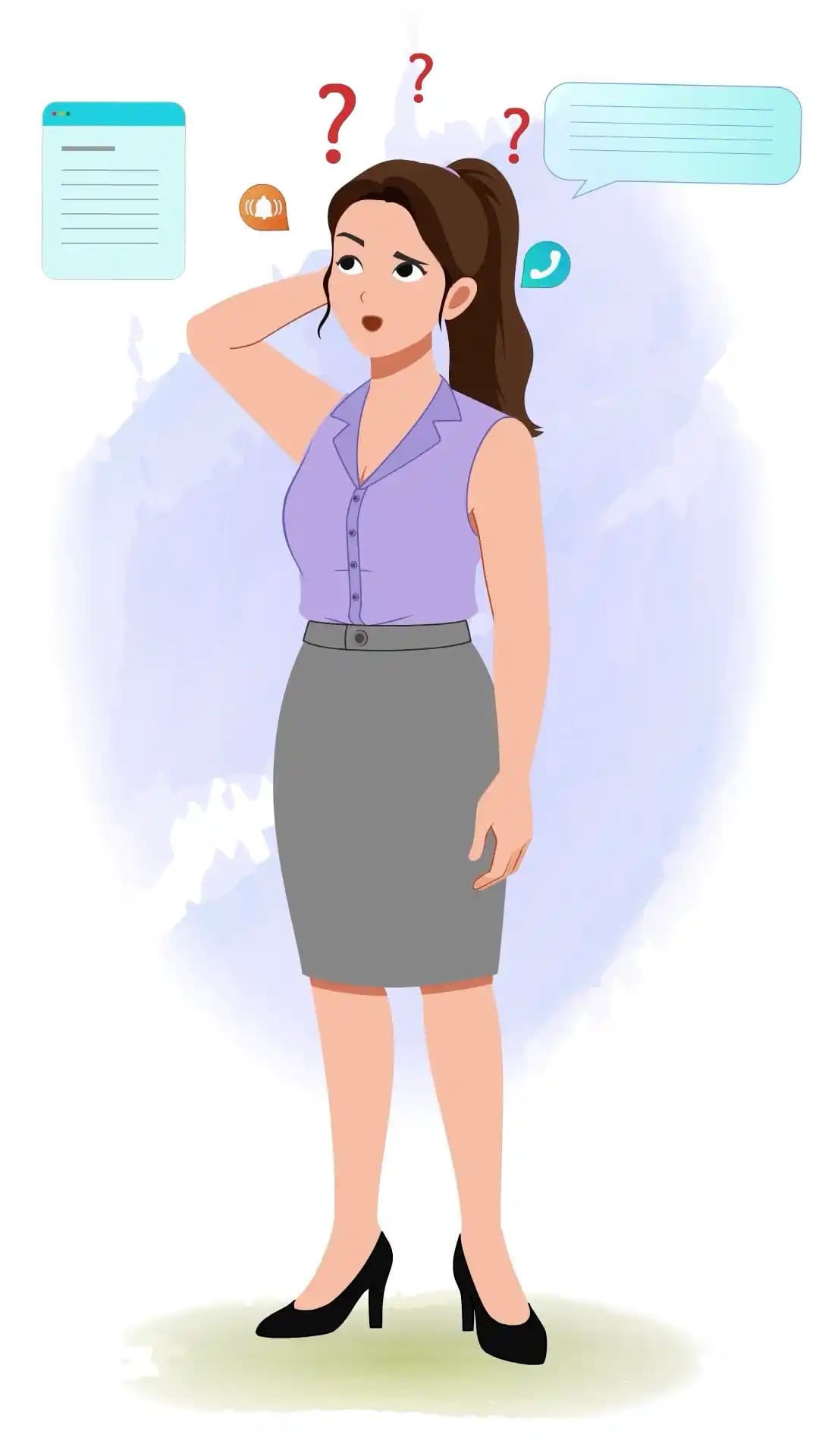 Confused Businesswoman Animated Vector Cartoon Character AKA Rachel