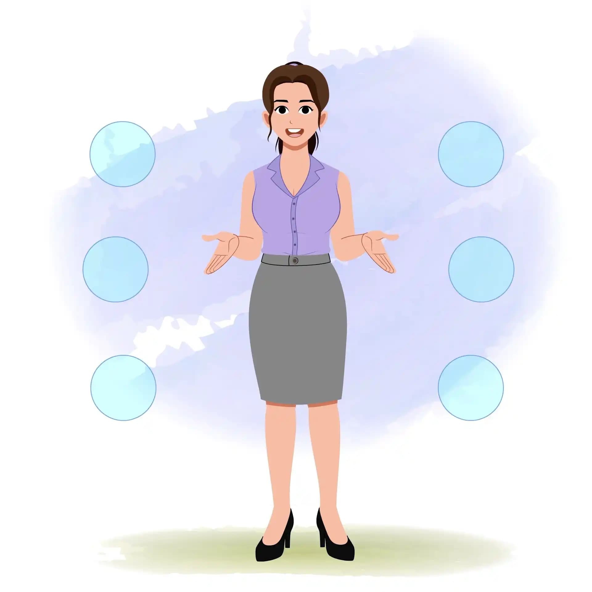 Businesswoman Front Talk Female Animated Vector Cartoon Character AKA Rachel