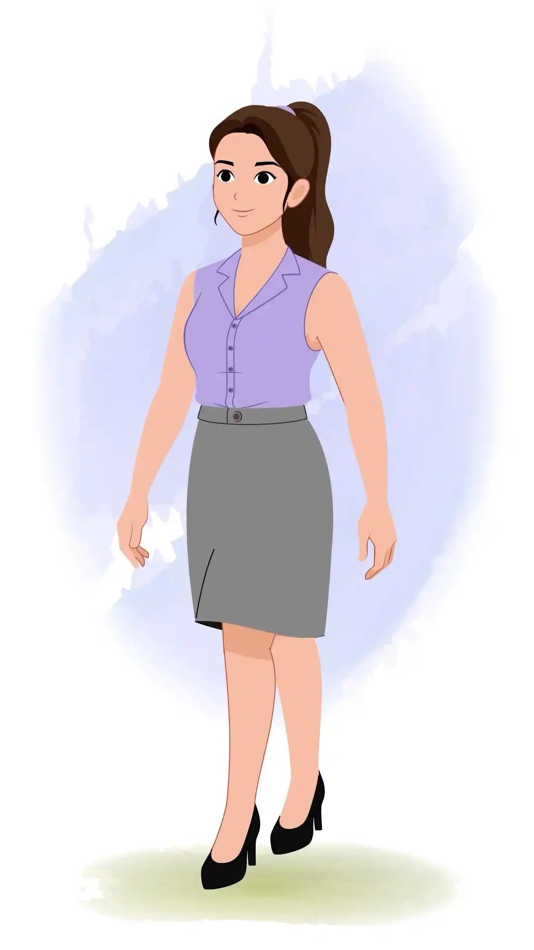 Businesswoman One Third Walking Female Animated Vector Cartoon Character AKA Rachl