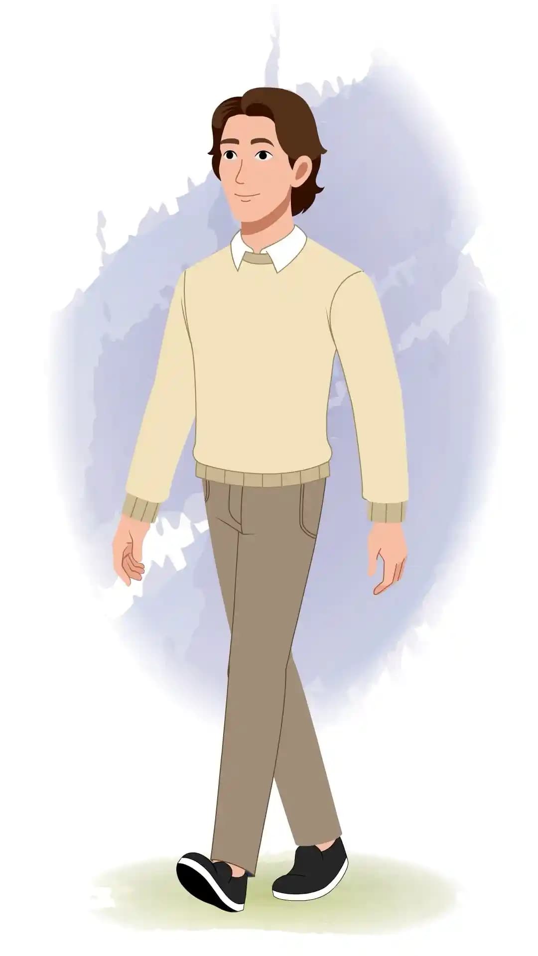 Animated Businessman Character Walking in Casual Outfit Animated Vector Cartoon Character AKA Lucas