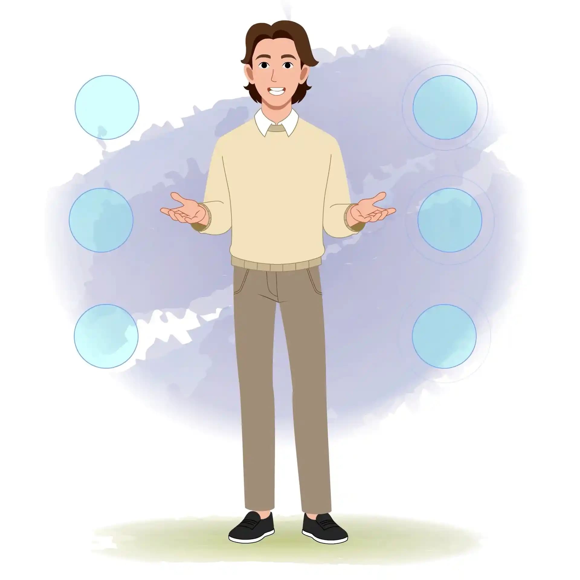 Animated Business Character Front Talking Presentation Animated Vector Cartoon Character AKA Lucas