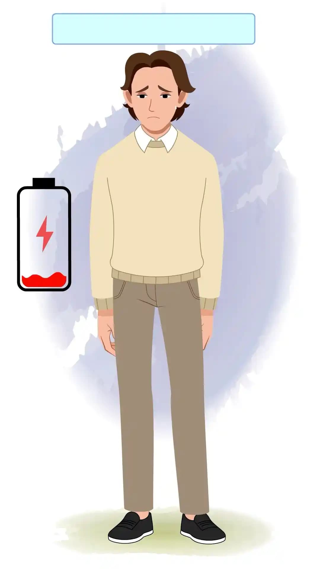 Animated Character Sad Low Energy & Tired Animated Vector Cartoon Character AKA Lucas