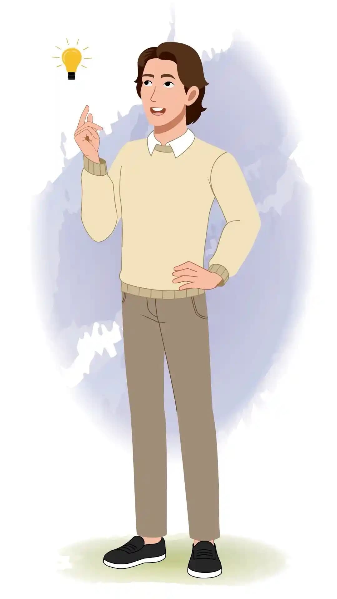 Animated Business Character Idea Pose Light Bulb Inspiration Animated Vector Cartoon Character AKA Lucas