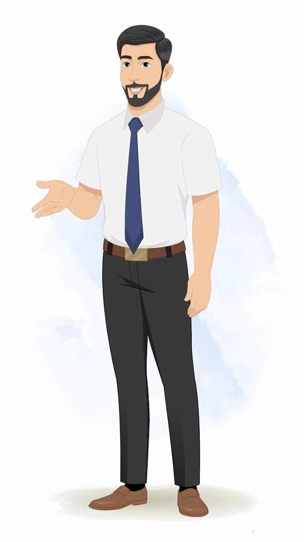A 2d Animated office worker talking vector cartoon character AKA Jack