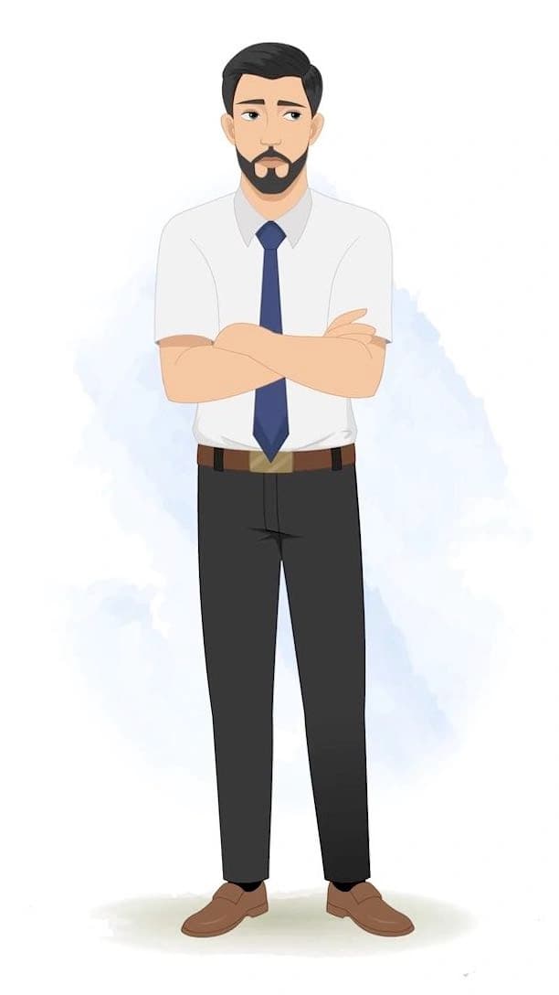 A 2d Animated annoyed office worker vector cartoon character AKA Jack