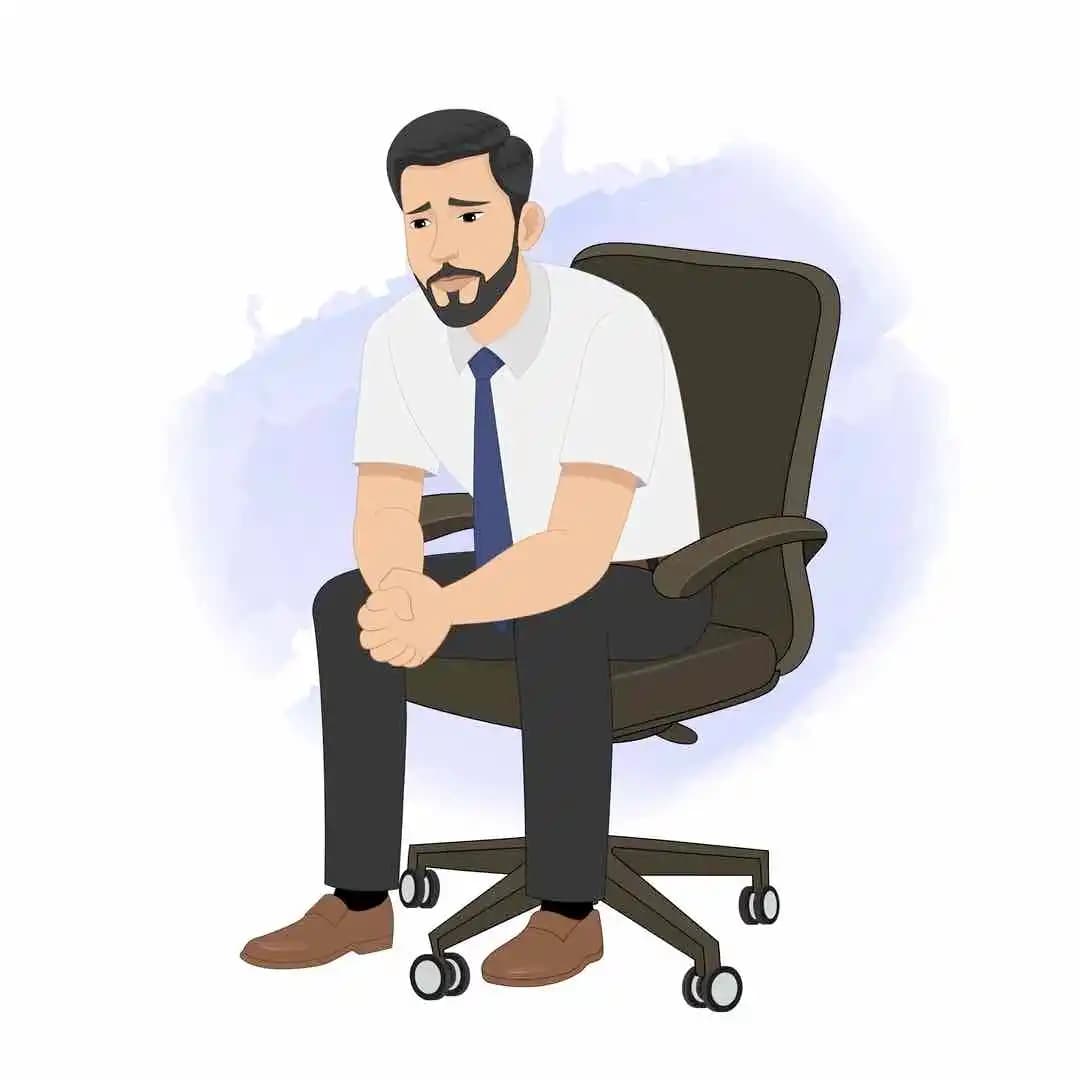 A 2d Animated office worker sadly sitting on chair cartoon character vector AKA Jack