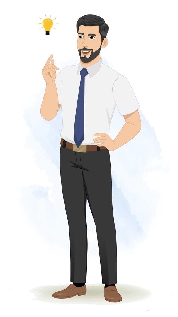 A 2d Animated office worker getting an idea cartoon character vector AKA Jack