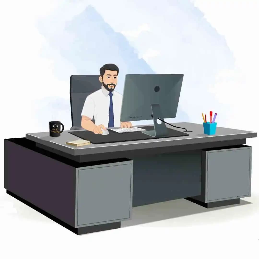 A 2d Animated office worker working on computer cartoon character vector AKA Jack