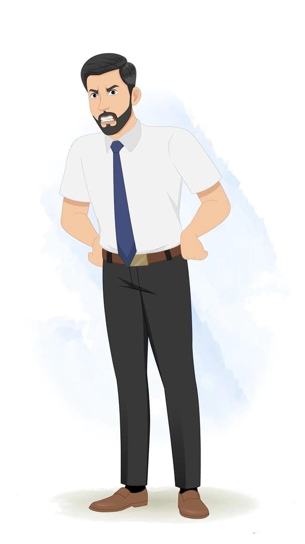 A 2d Animated office angry worker cartoon character vector AKA Jack