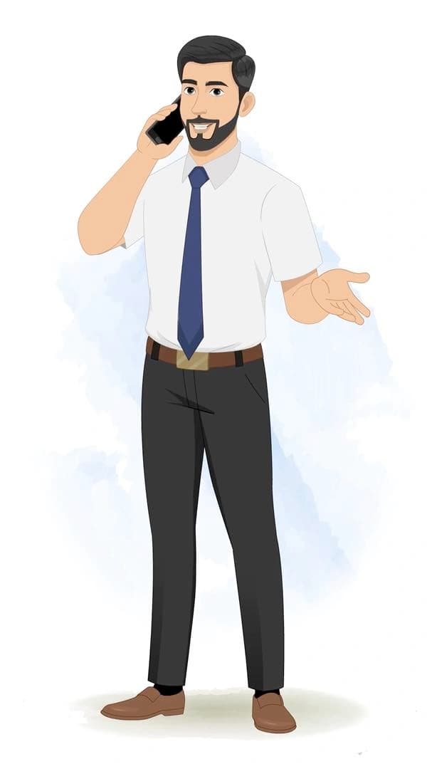 A 2d Animated office talking on phone cartoon character vector AKA Jack