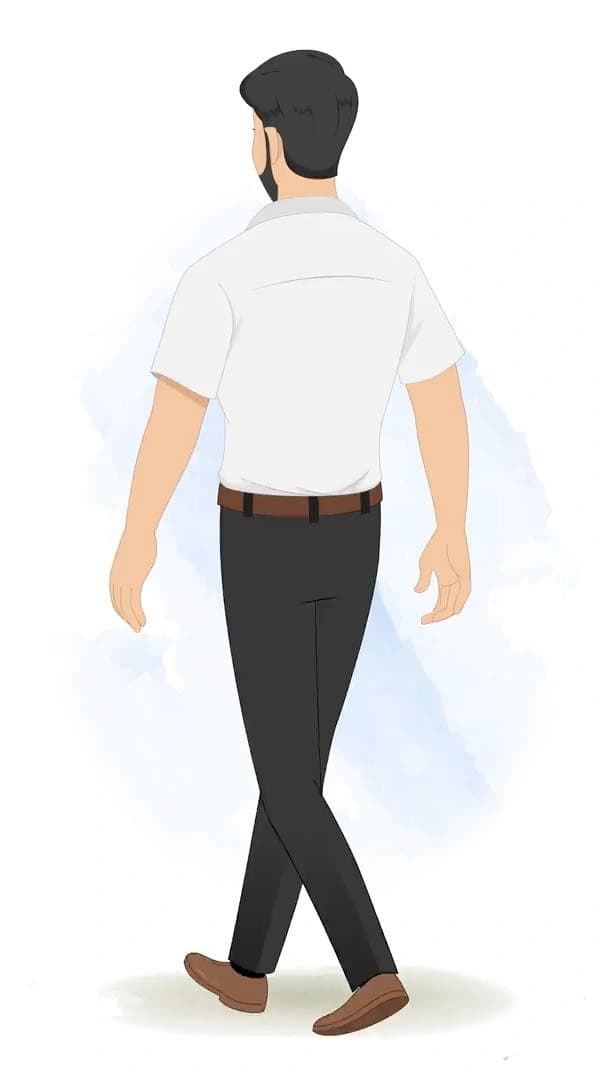 A 2d Animated office worker walking in back third view cartoon character vector AKA Jack