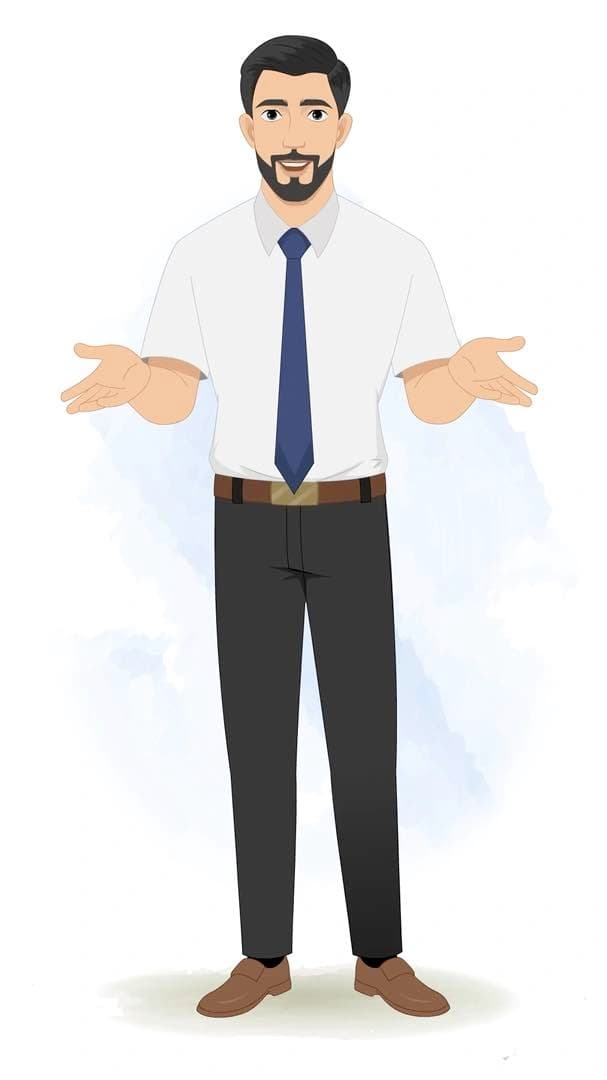 A 2d Animated office worker talking cartoon character vector AKA Jack