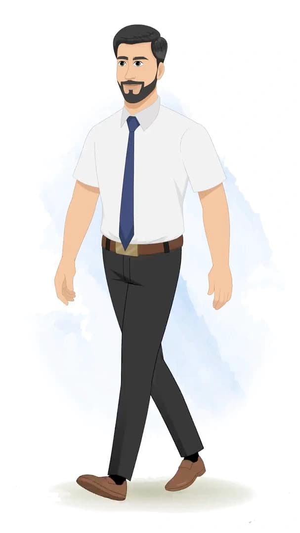 A 2d Animated office worker walking cartoon character vector AKA Jack