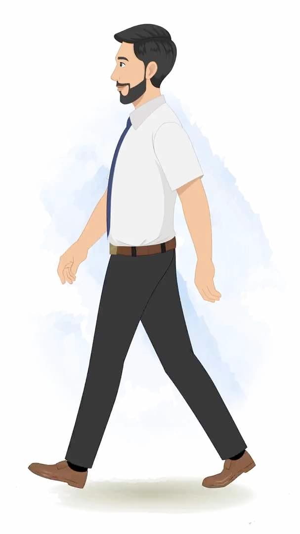 A 2d Animated office worker side walking cartoon character vector AKA Jack