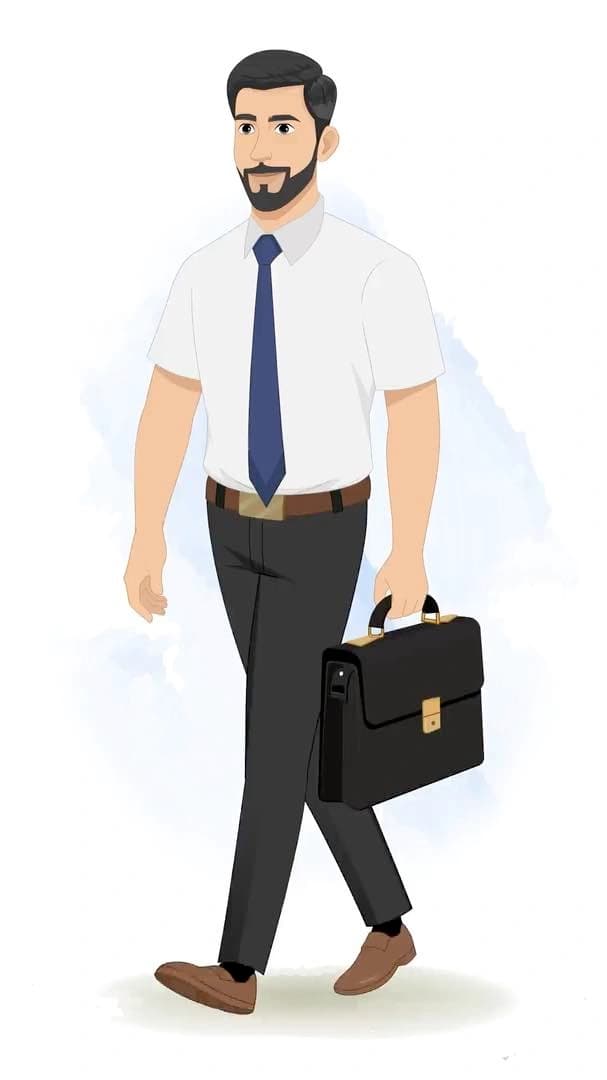 A 2d Animated office going office cartoon character vector AKA Jack