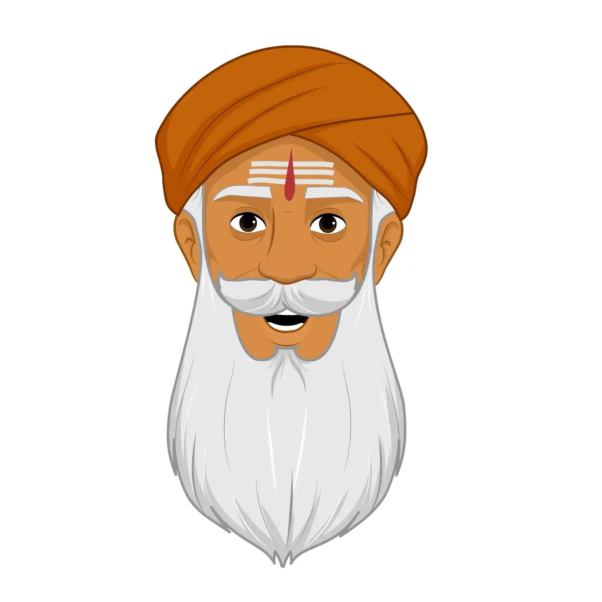 Hindu Sage Vector Cartoon Character Face Expressions & Lip Sync AKA Bhattacharya