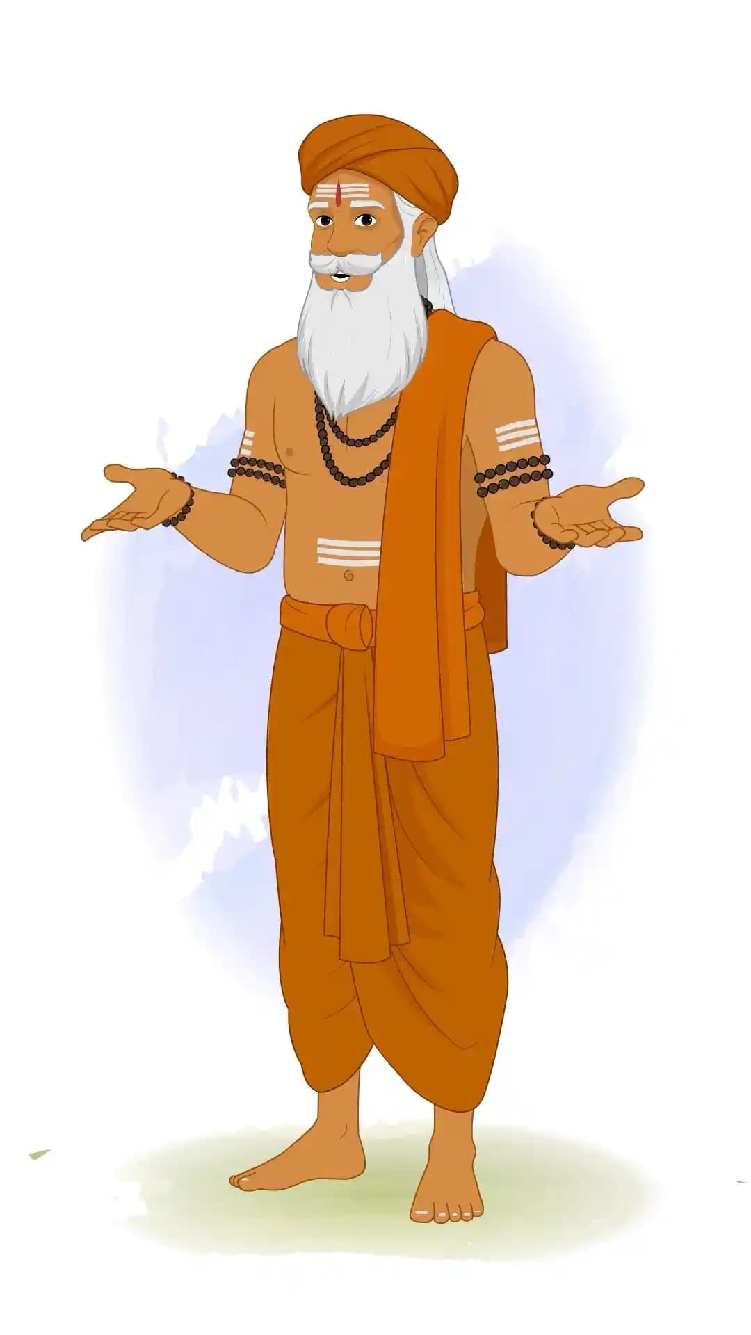 Indian Sage One Third Talk Pose Animated Vector Cartoon Character AKA Bhattacharya