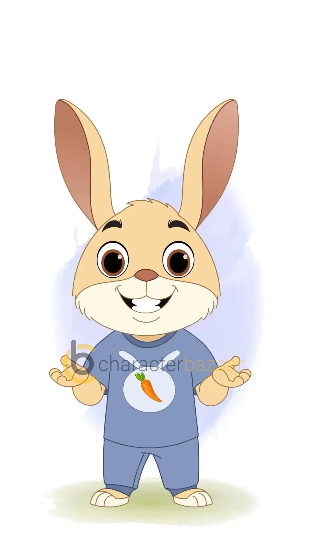 Cute Rabbit Talking Pose Friendly Bunny Animated Vector Cartoon Character AKA Bun The rabbit