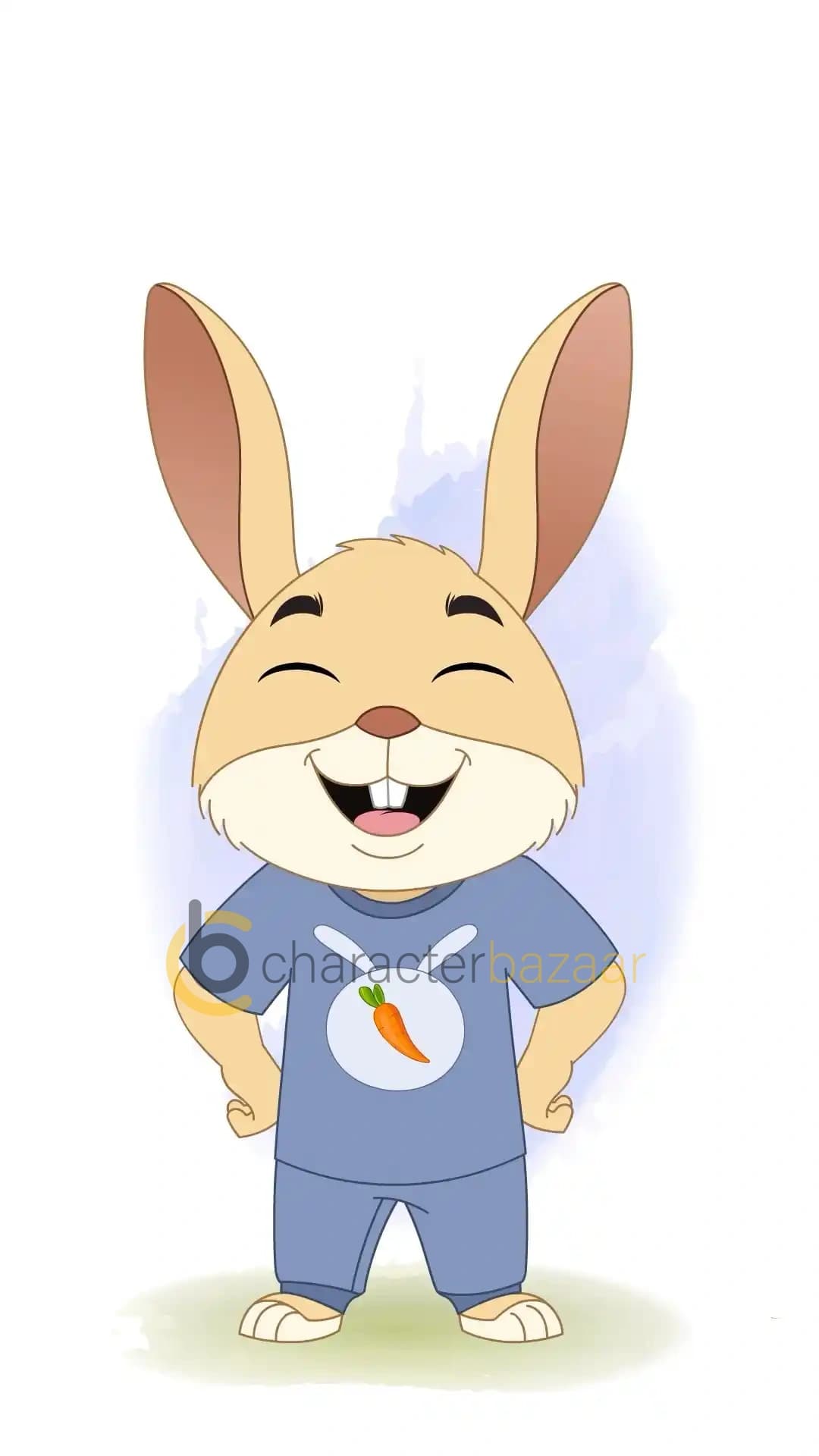 Cute Rabbit Laughing Pose Animated Vector Cartoon Character AKA Bun The Rabbit