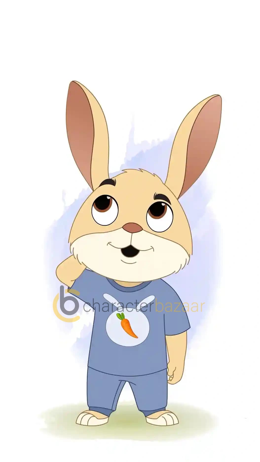 Cute Rabbit Confused Front Pose Animated Vector Cartoon Character AKA Bun The Rabbit