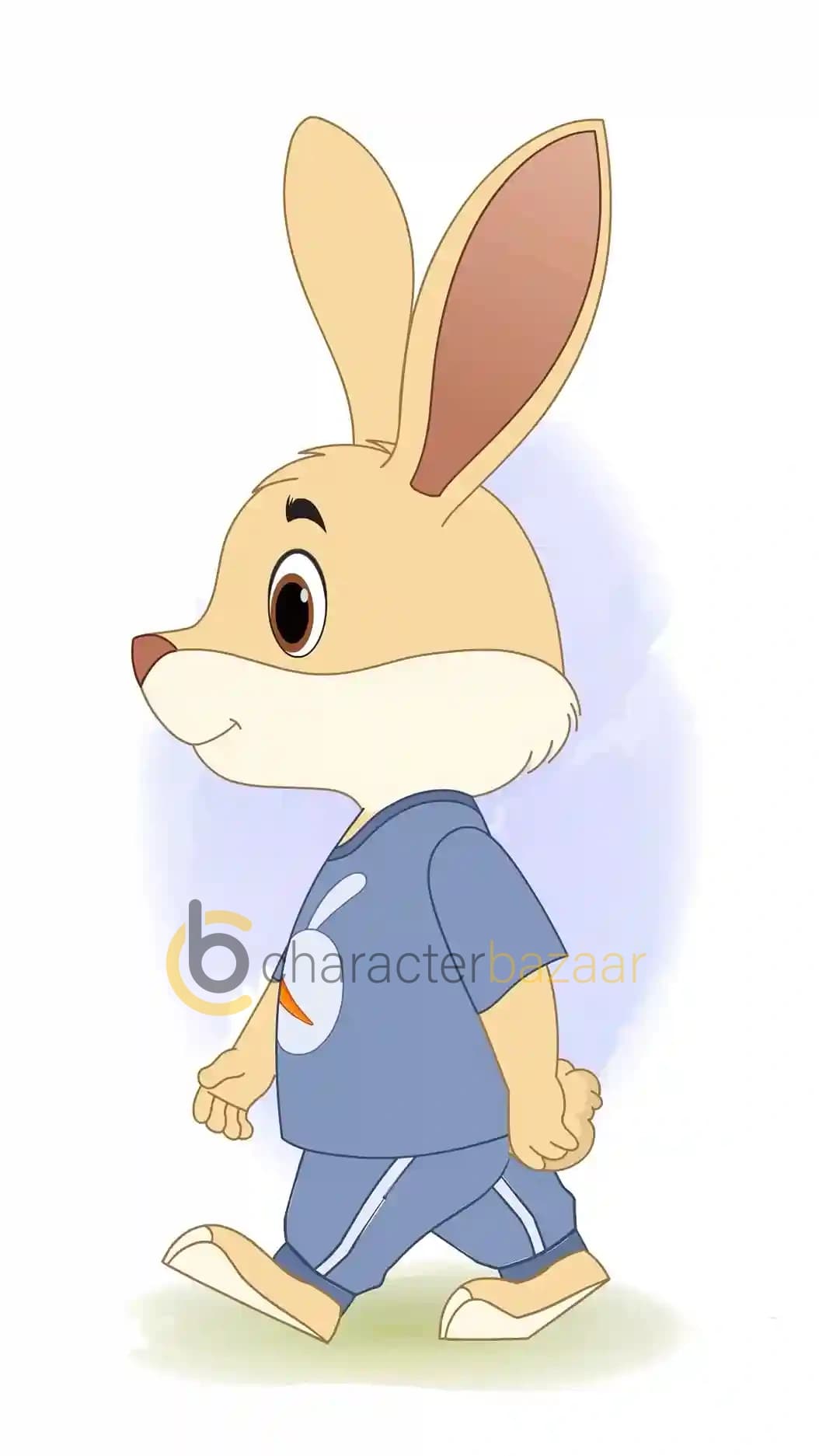 Cute Rabbit Side Walking Pose Animated Vector Cartoon Character AKA Bun the rabbit
