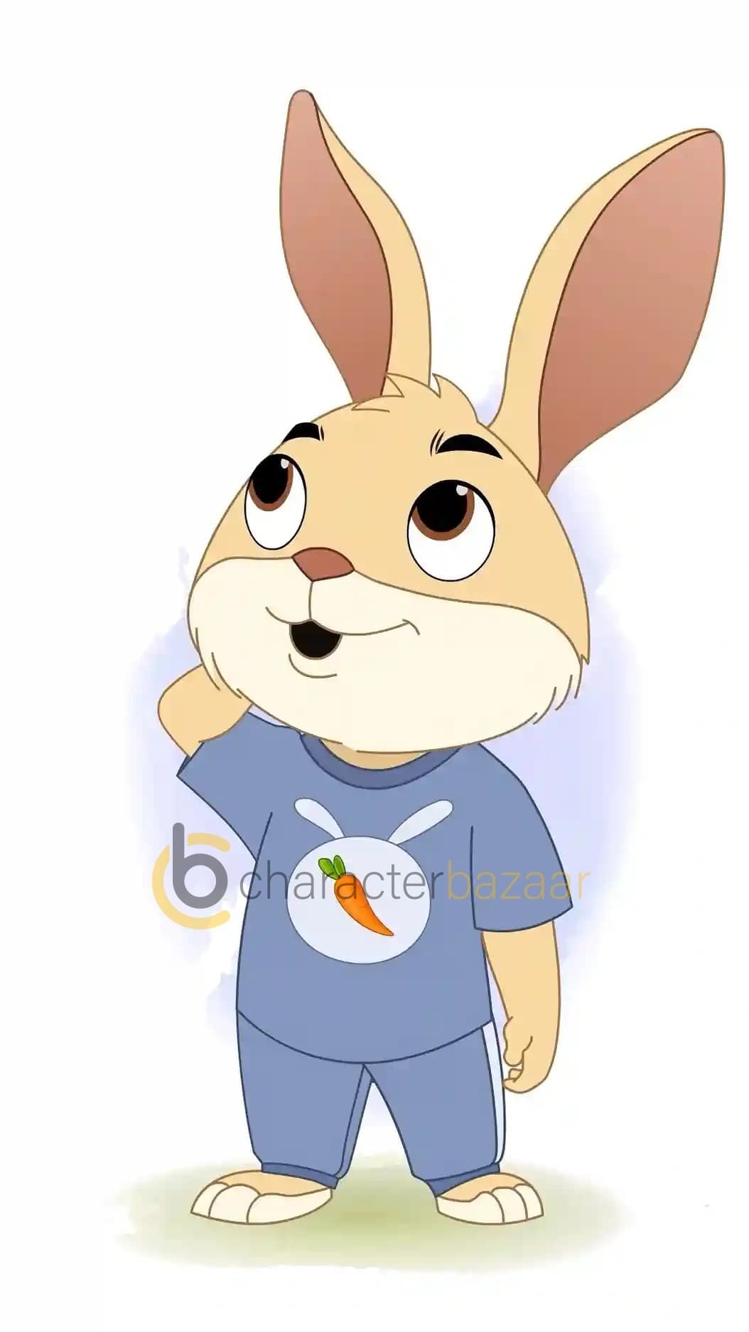 Cute Rabbit Confused Thinking Pose Animated Vector Cartoon Character AKA Bun the rabbit