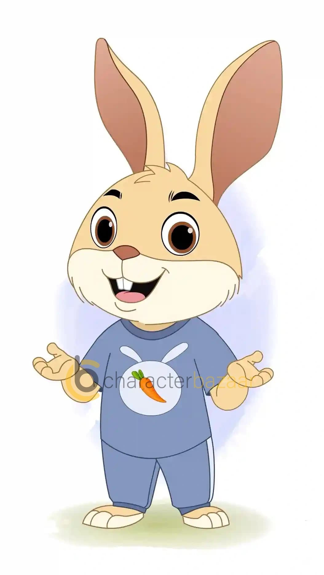 Cute Rabbit Talking in One Third Pose Animated Vector Cartoon Character AKA Bun the rabbit