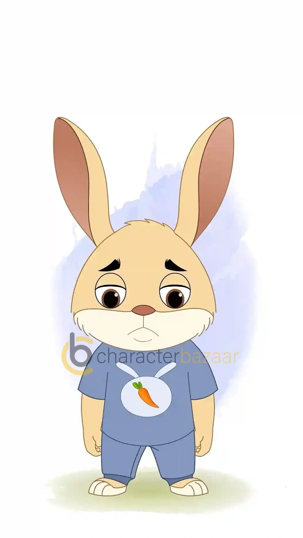 Cute Rabbit Sad Expression Animated Vector Cartoon Character AKA Bun the Rabbit