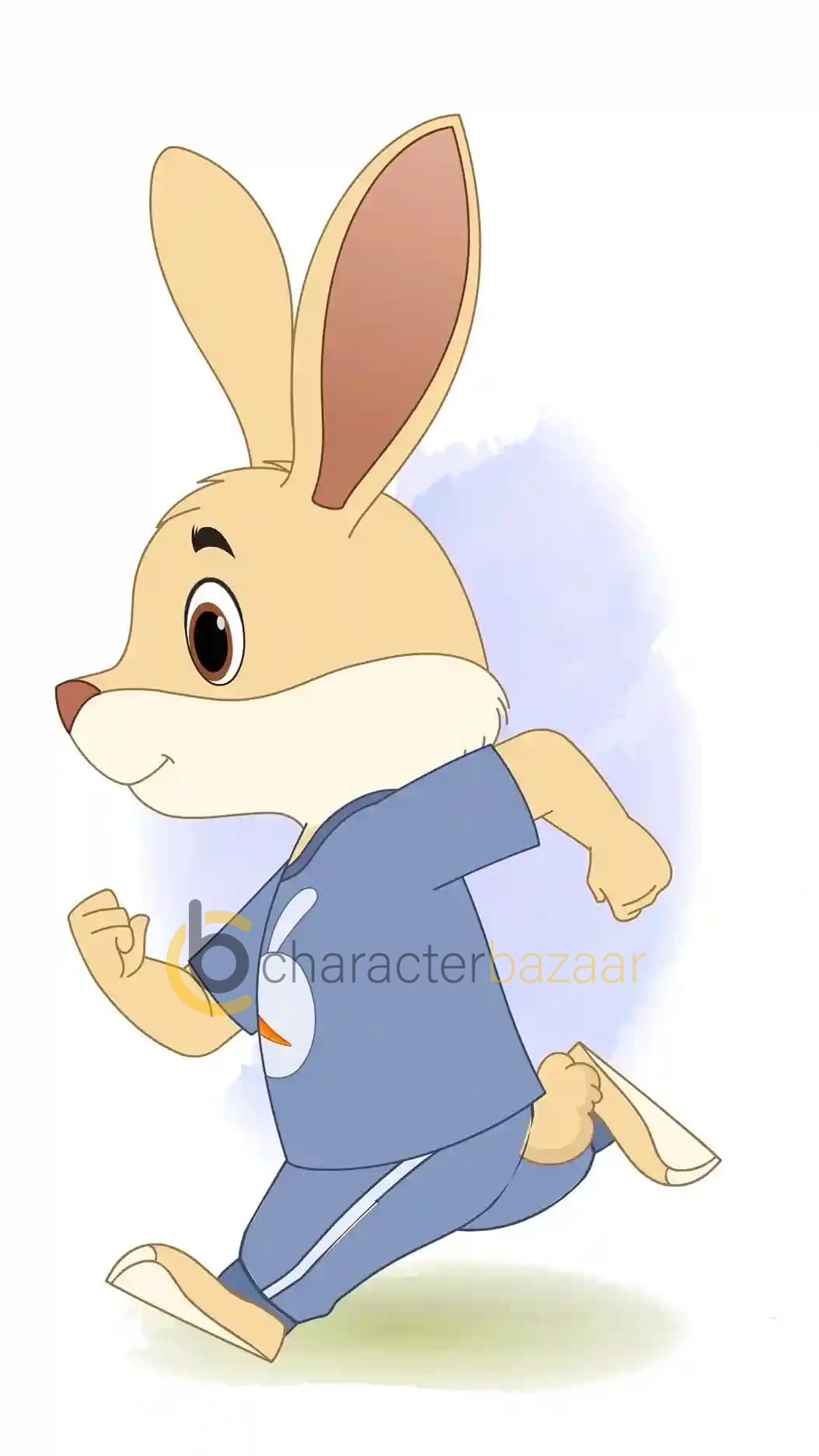 Cute Rabbit Side Running Animated Vector Cartoon Character AKA Bun the rabbit