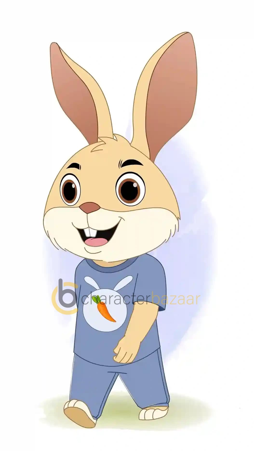 Cute Rabbit Front View Walking Animated Vector Cartoon Character AKA Bun the rabbit
