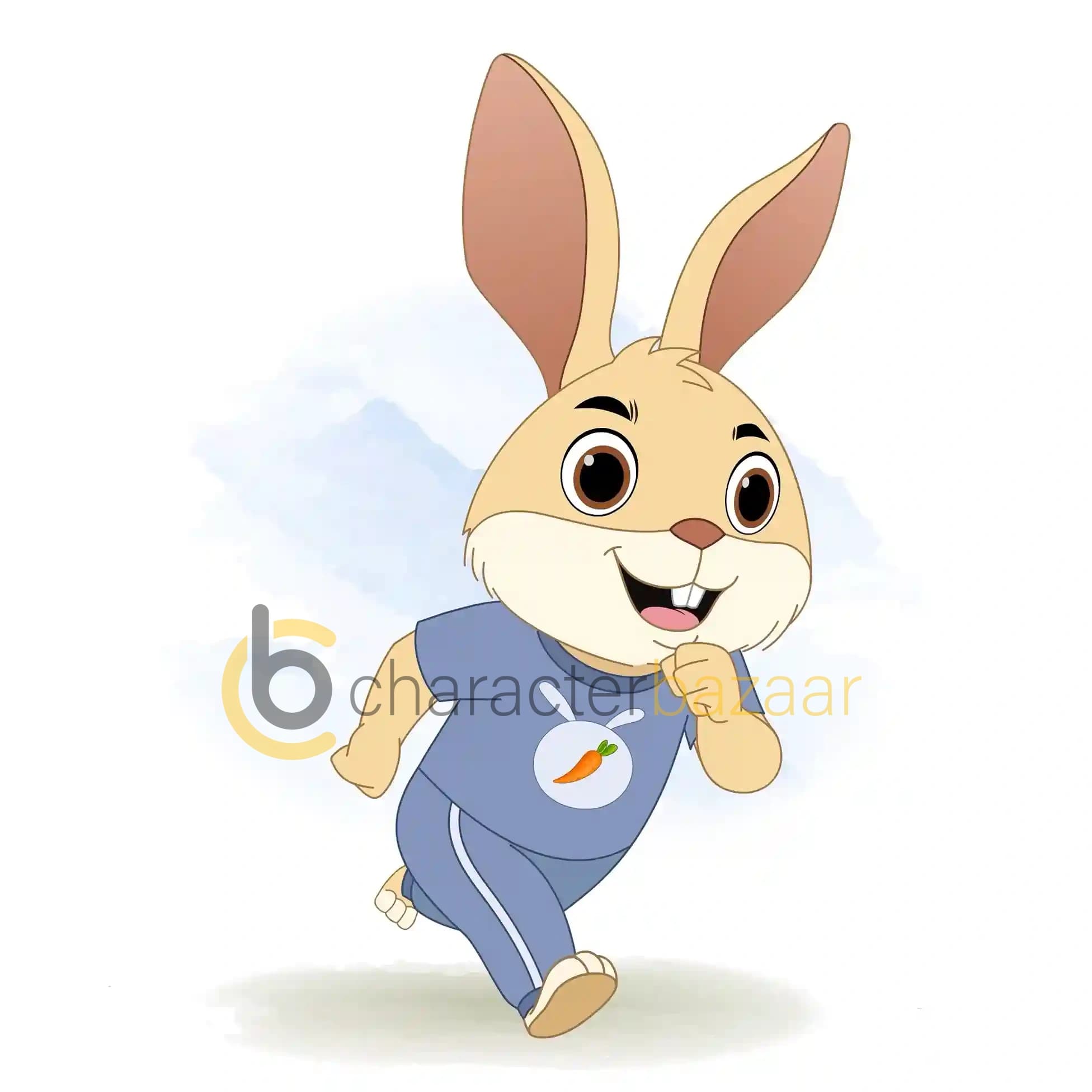 Cute Rabbit One Third Running Animated Vector Cartoon Character AKA Bun the Rabbit