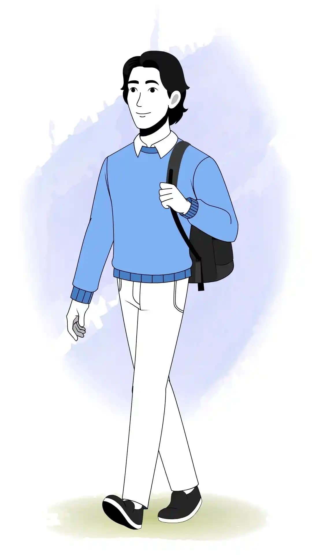 Businessman Animated Vector Cartoon Character Walking Confidently in Office Attire AKA Jungkook