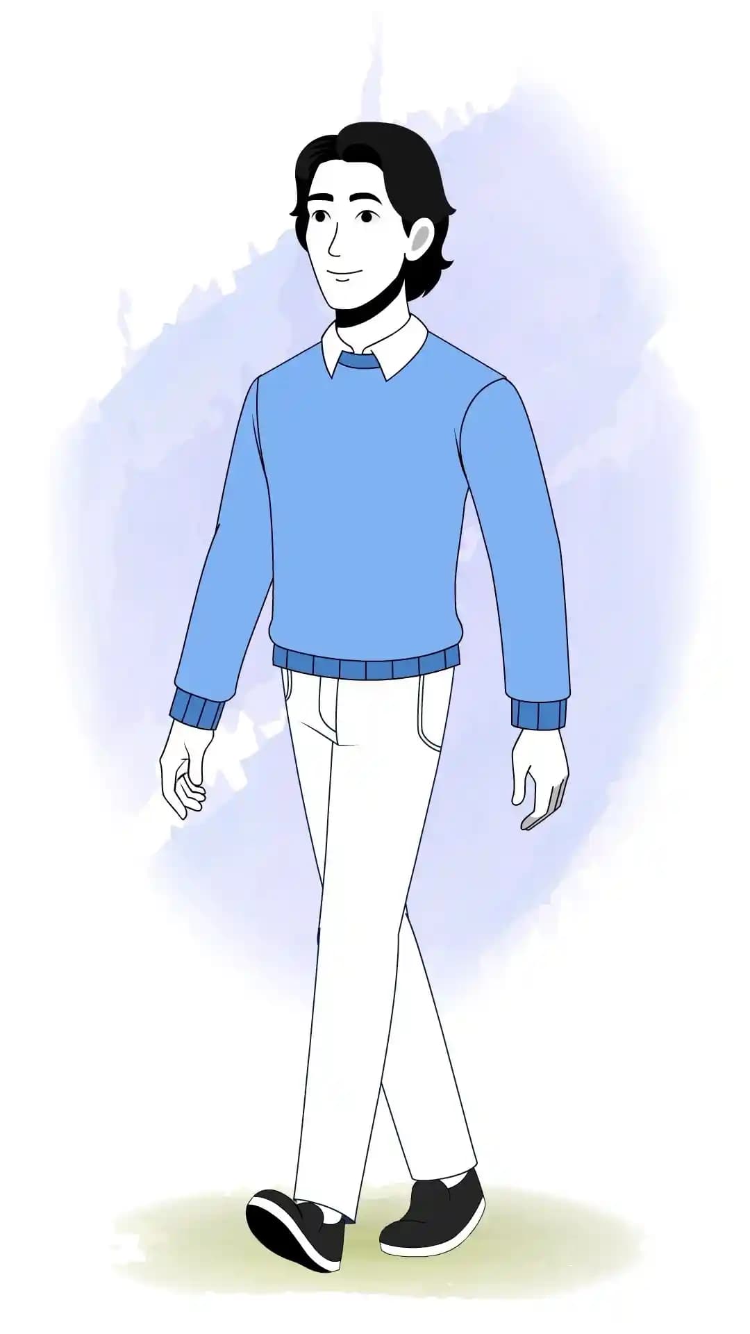 Businessman Animated Vector Cartoon Character Walking Confidently in Office Attire AKA Jungkook