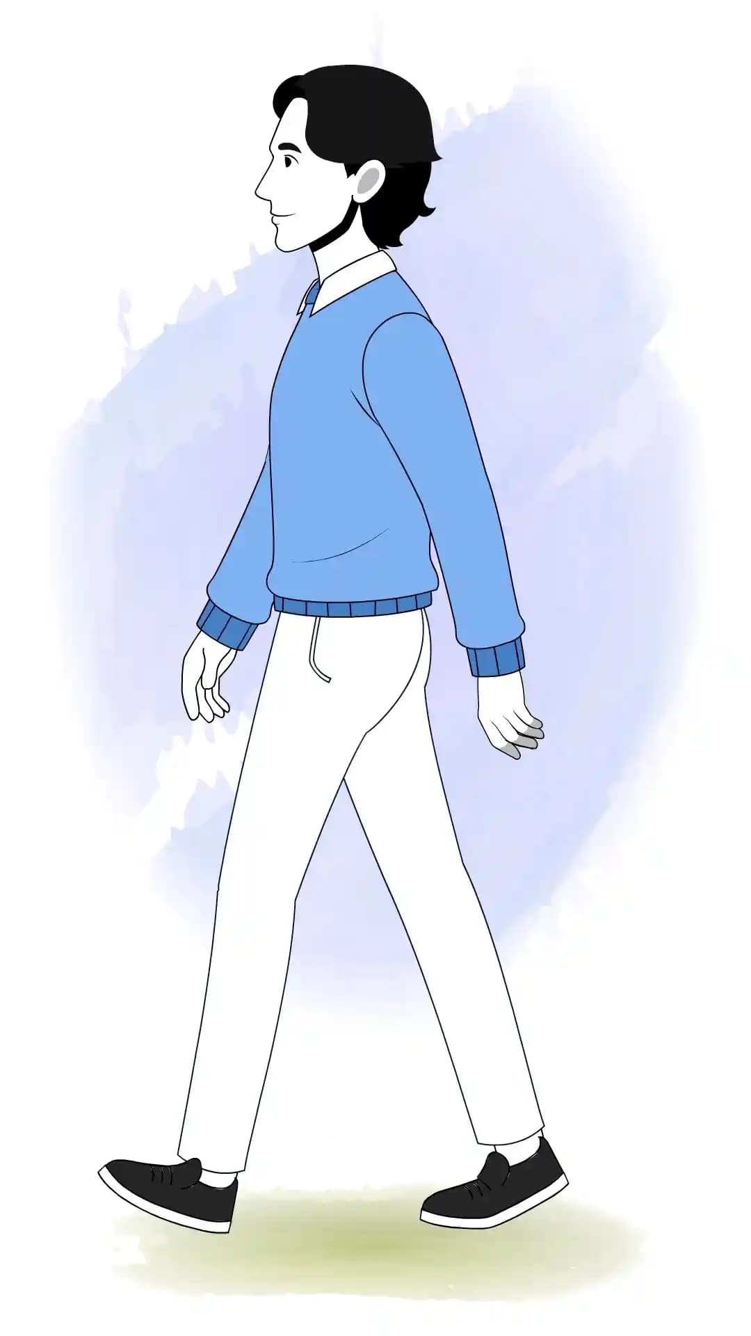 Businessman Animated Vector Cartoon Character Side View Walking Pose AKA Jungkook