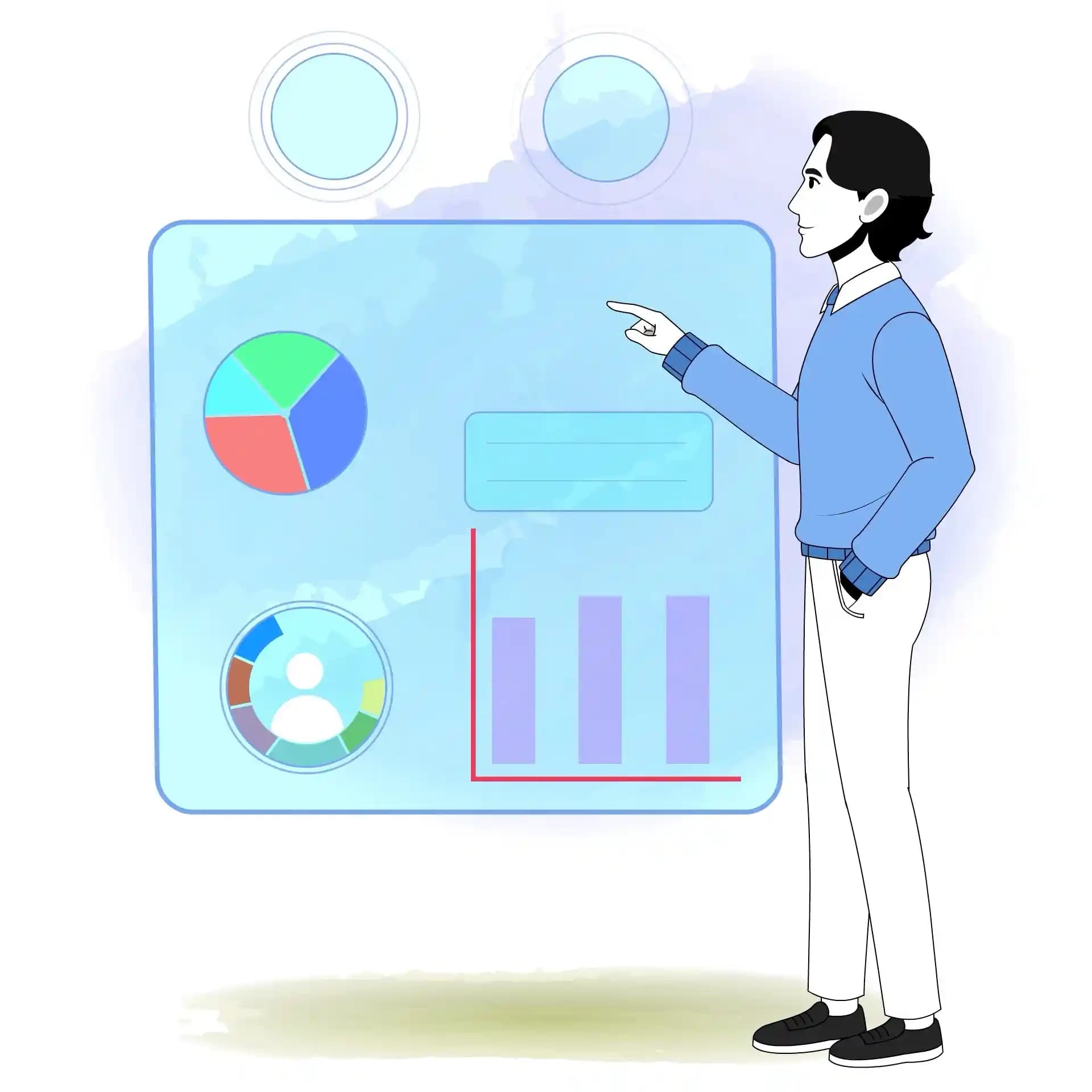 Businessman Animated Vector Cartoon Character Giving Presentation with Charts AKA Jungkook