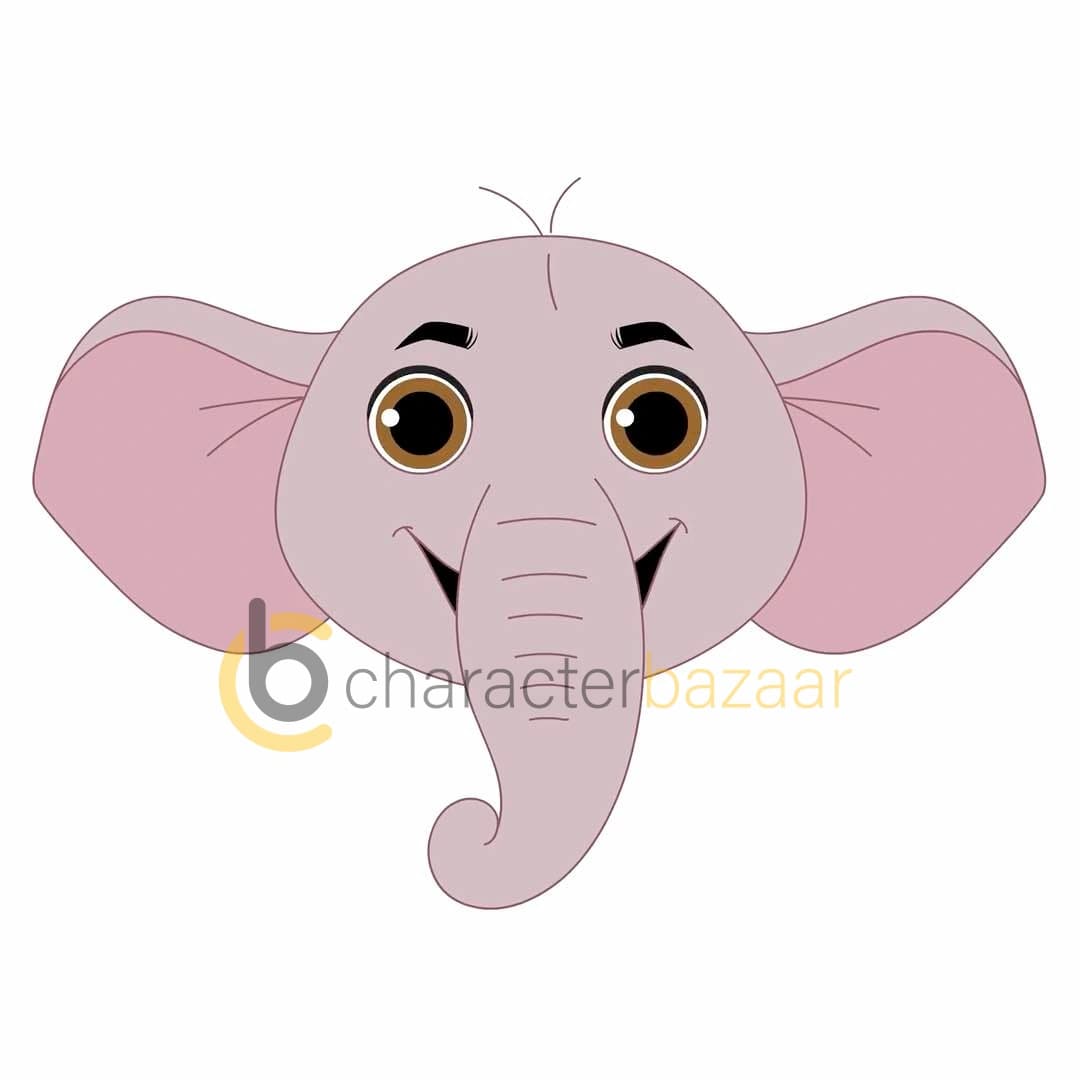 A Baby elephant face expression animated vector cartoon character AKA Bunty The Elephant