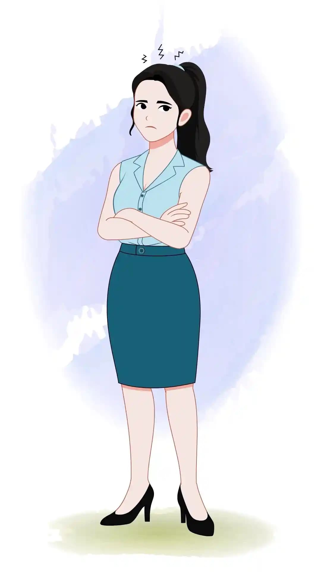 Businesswoman Cartoon Character Annoyed Arms Crossed Animated Vector Cartoon Character AKA Daina