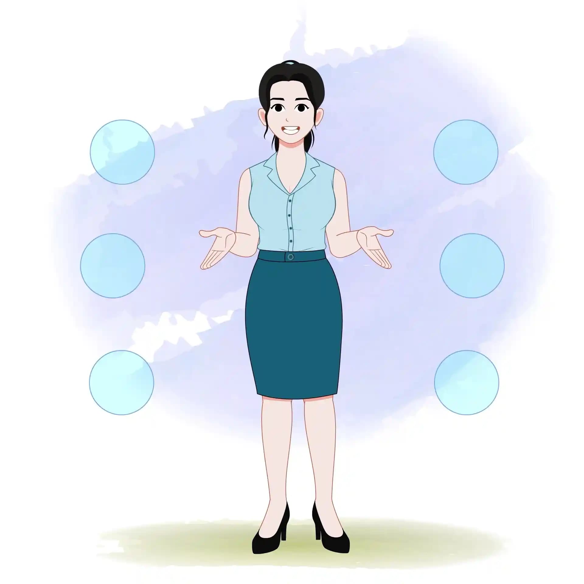 Female Office Character Front Talking Animated Vector Cartoon Character AKA Daina