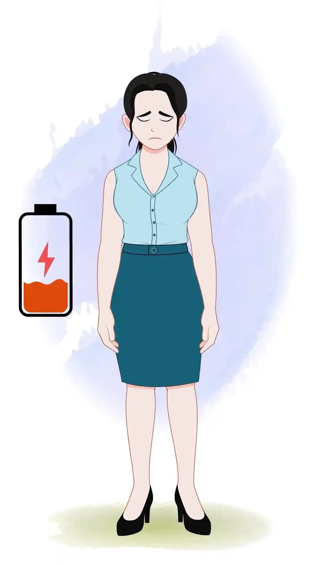 Female Office Character Sad Expression Animated Vector Cartoon Character AKA Daina