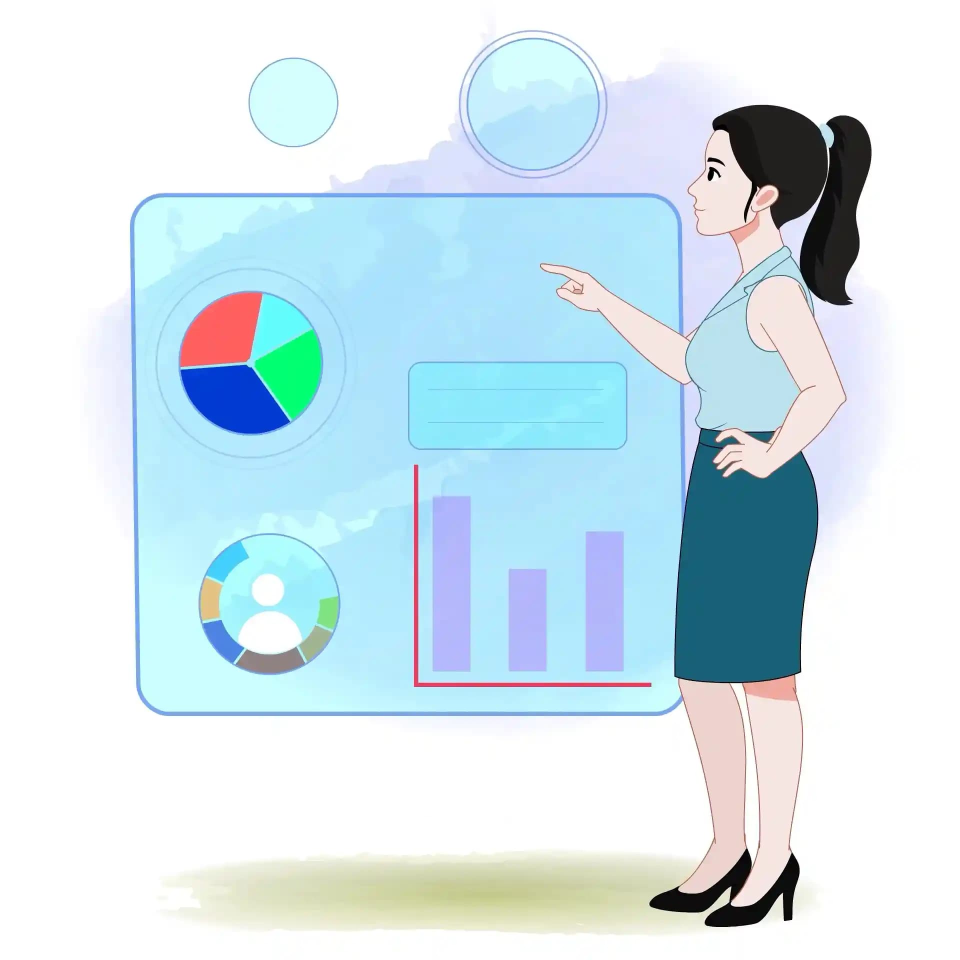 Female Office Character Presentation Animated Vector Cartoon Character AKA Daina