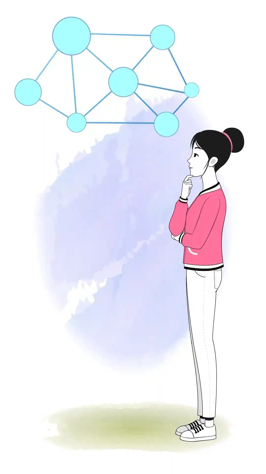 Cartoon woman thinking pose animated vector character AKA Scarlett