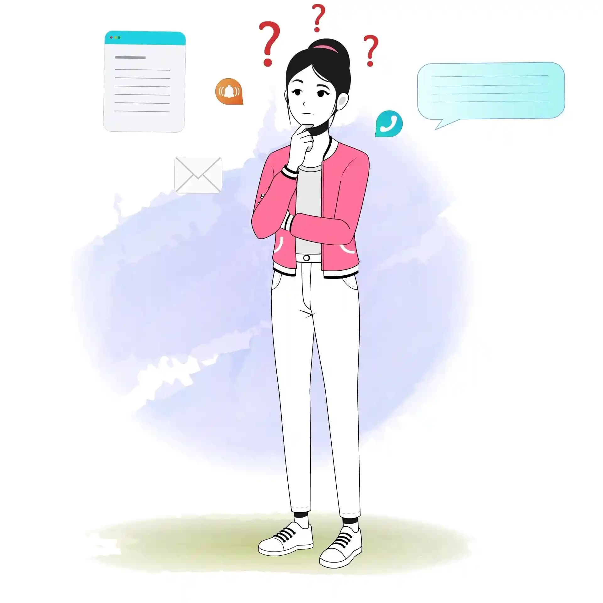 Cartoon woman confused office worker animated vector character AKA Scarlett