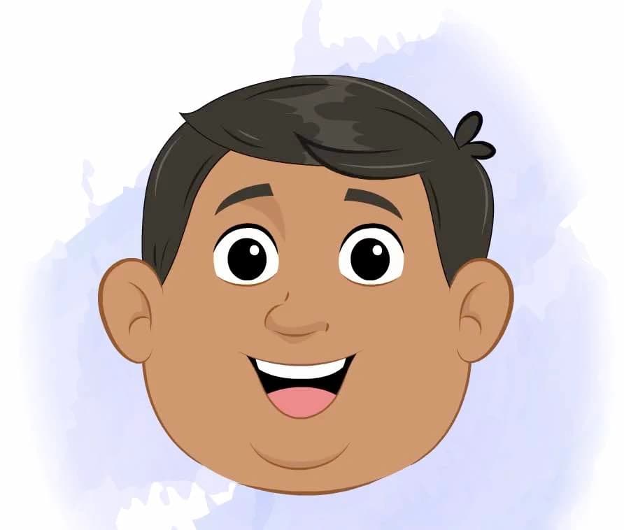A 2d animated fat indian villager face expression cartoon character vector AKA Devank